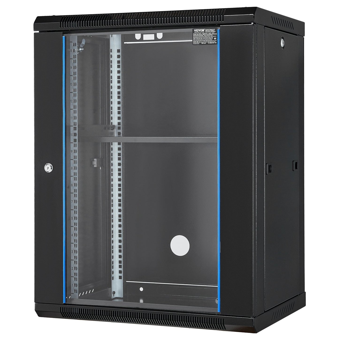 15U Wall Mount Network Cabinet, 226.8 kg Max. Ground Load Capacity, Server Rack Cabinet Enclosure with V952-WLJJ15UW155GJOIJAV0