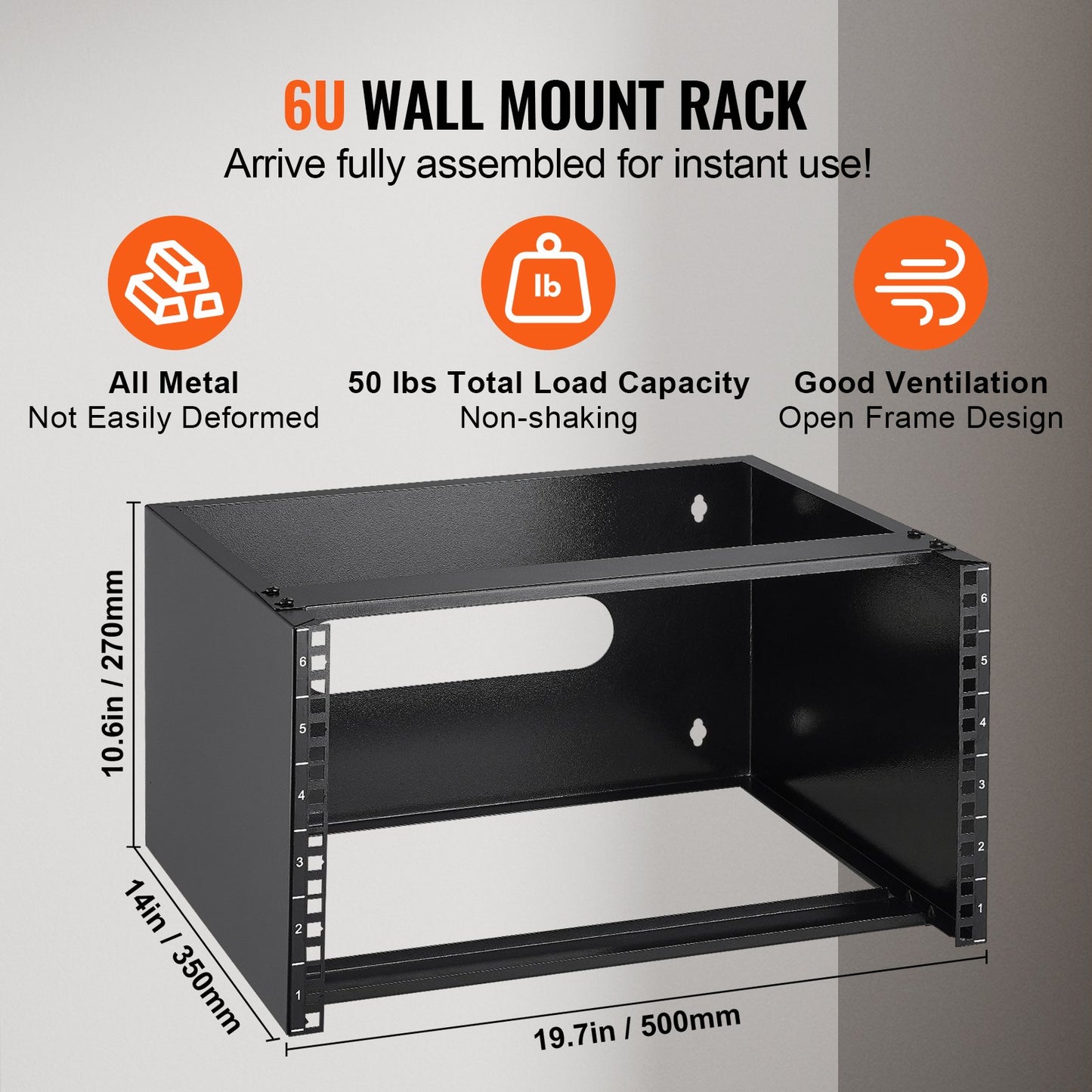6U Wall Mount Network Rack, 14 in/355.6 mm Depth, 50 lbs/22.68 kg Max Weight Capacity Wall Mount Server Rack V952-WLJJ6U14YC007I4RXV0