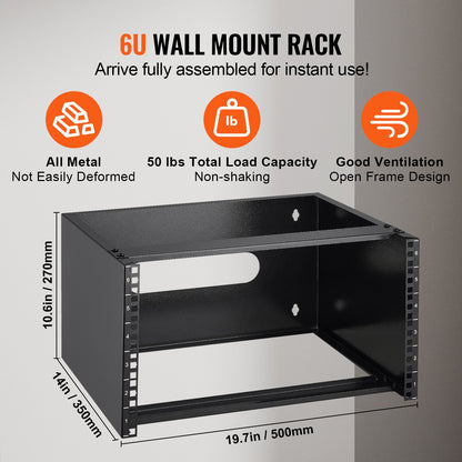 6U Wall Mount Network Rack, 14 in/355.6 mm Depth, 50 lbs/22.68 kg Max Weight Capacity Wall Mount Server Rack V952-WLJJ6U14YC007I4RXV0