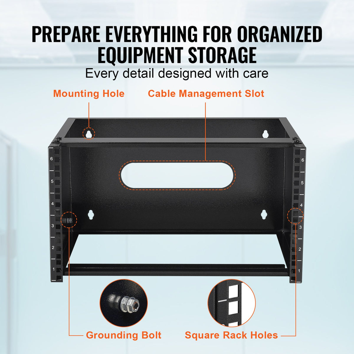 6U Wall Mount Network Rack, 14 in/355.6 mm Depth, 50 lbs/22.68 kg Max Weight Capacity Wall Mount Server Rack V952-WLJJ6U14YC007I4RXV0