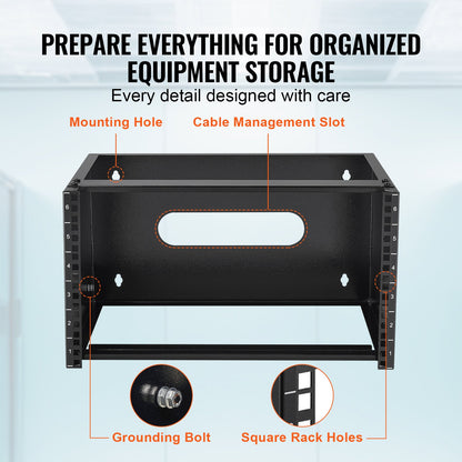 6U Wall Mount Network Rack, 14 in/355.6 mm Depth, 50 lbs/22.68 kg Max Weight Capacity Wall Mount Server Rack V952-WLJJ6U14YC007I4RXV0