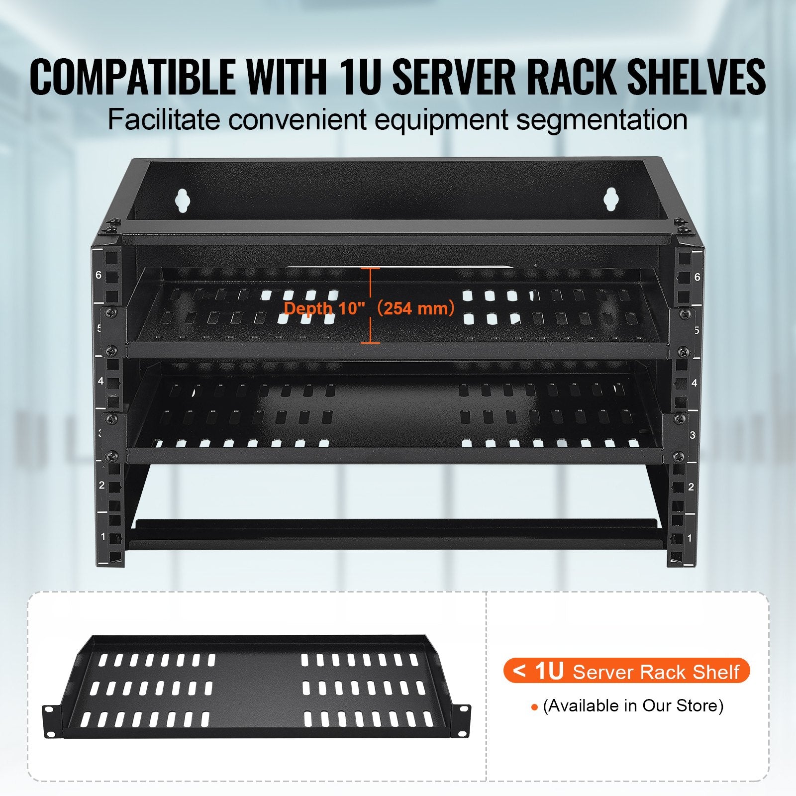 6U Wall Mount Network Rack, 14 in/355.6 mm Depth, 50 lbs/22.68 kg Max Weight Capacity Wall Mount Server Rack V952-WLJJ6U14YC007I4RXV0
