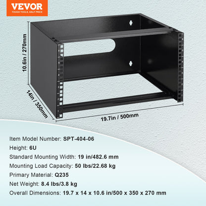 6U Wall Mount Network Rack, 14 in/355.6 mm Depth, 50 lbs/22.68 kg Max Weight Capacity Wall Mount Server Rack V952-WLJJ6U14YC007I4RXV0