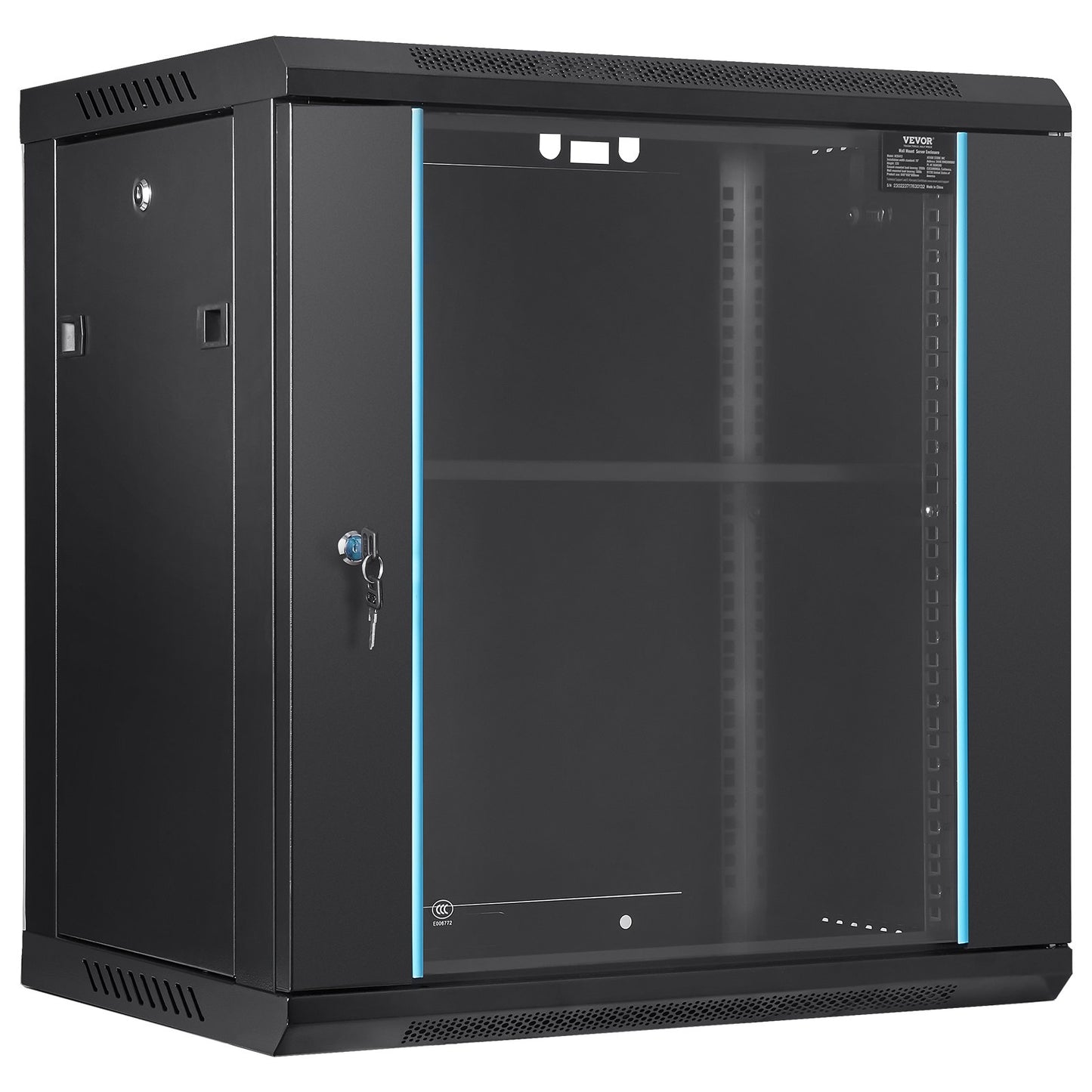 Wall Mount Network Server Cabinet, 393.7 mm Deep, Server Rack Cabinet Enclosure, 90.72 kg Max. Ground-mounted V952-WLJJGHB12U155L3S8V0