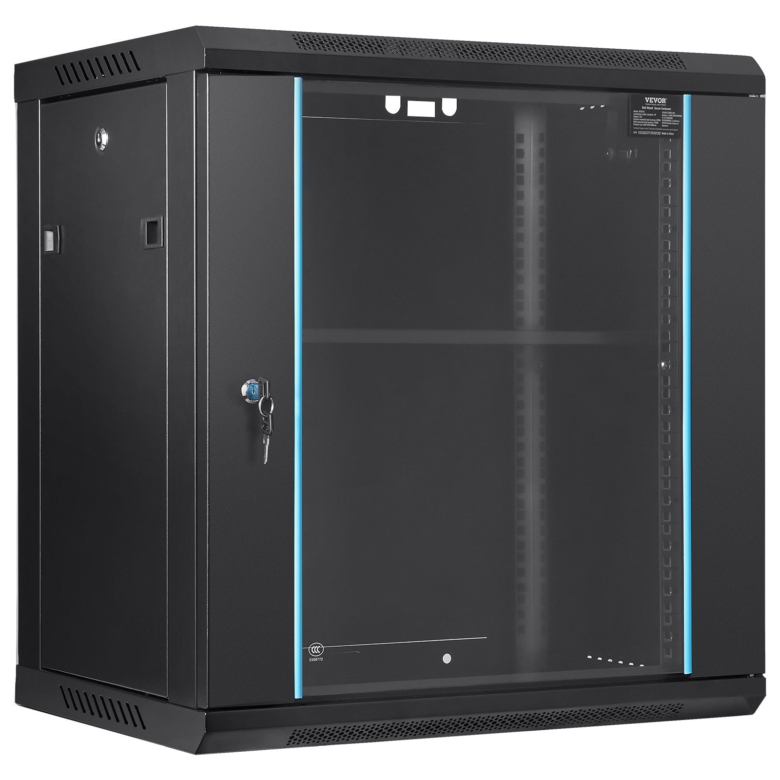 Wall Mount Network Server Cabinet, 393.7 mm Deep, Server Rack Cabinet Enclosure, 90.72 kg Max. Ground-mounted V952-WLJJGHB12U155L3S8V0