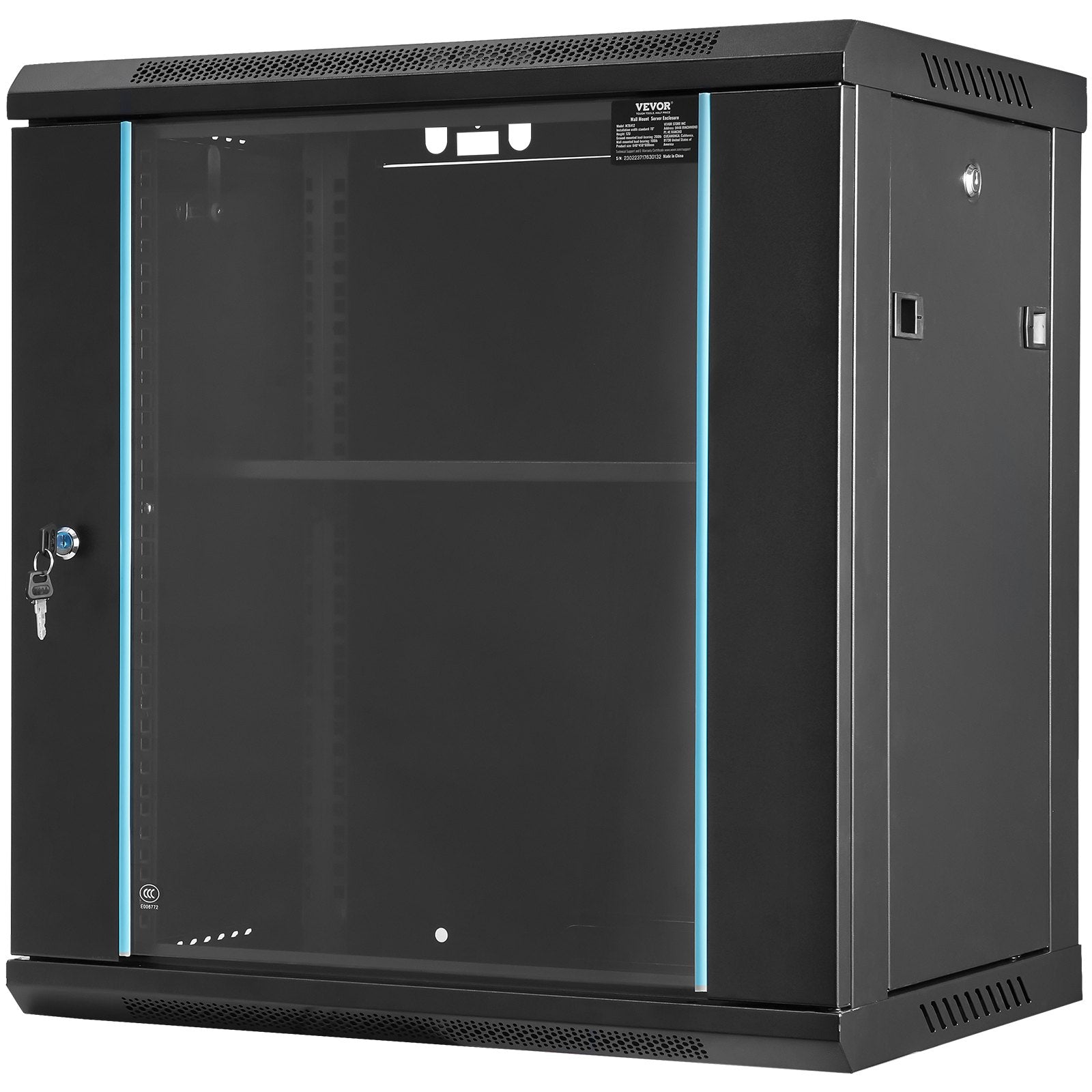Wall Mount Network Server Cabinet, 393.7 mm Deep, Server Rack Cabinet Enclosure, 90.72 kg Max. Ground-mounted V952-WLJJGHB12U155L3S8V0