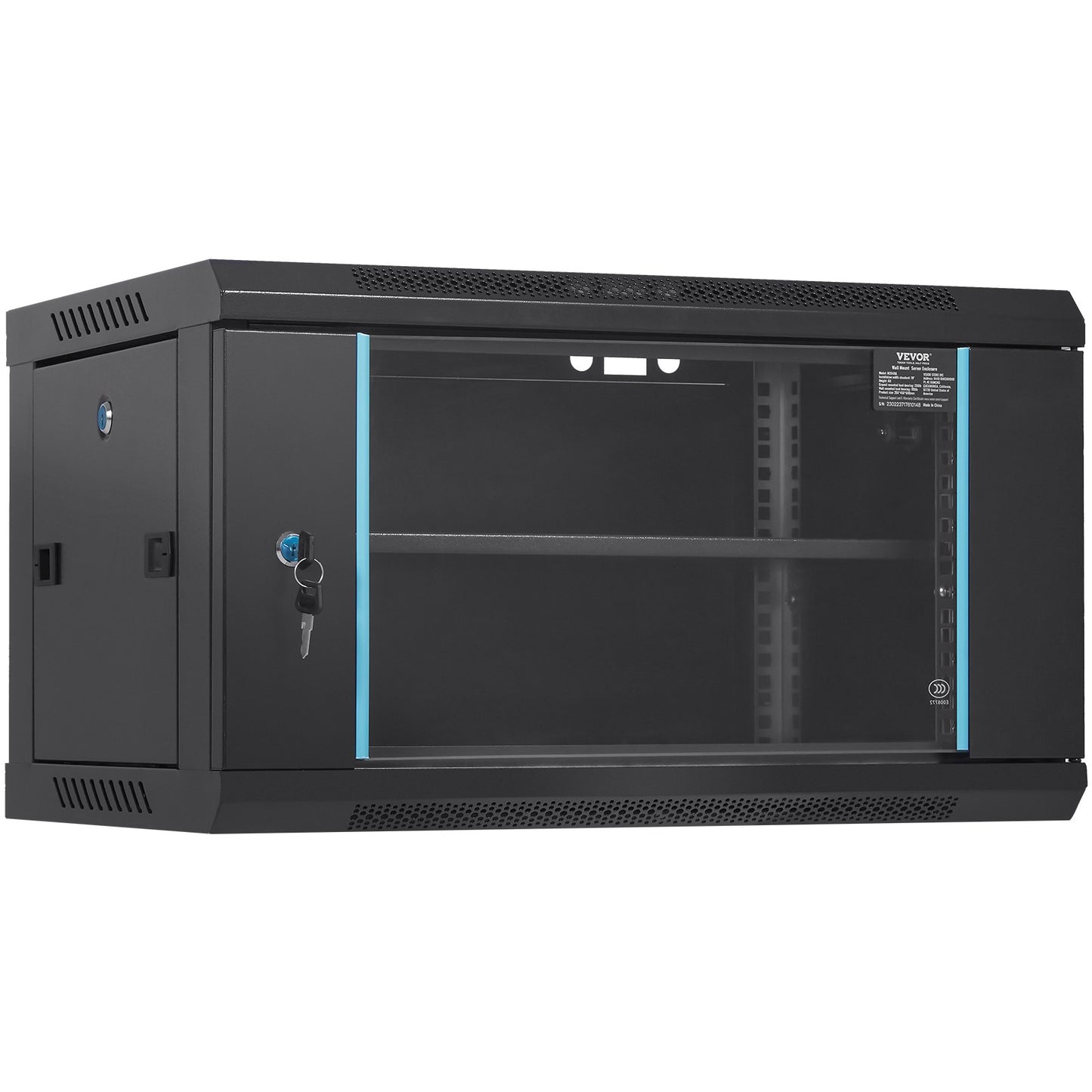 6U Wall Mount Network Server Cabinet, 15.5'' Deep, Server Rack Cabinet Enclosure, 200 lbs Max. Ground-mounted V952-WLJJGHBL6U1556GI7V0