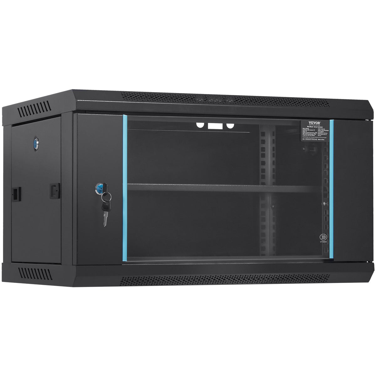 6U Wall Mount Network Server Cabinet, 15.5'' Deep, Server Rack Cabinet Enclosure, 200 lbs Max. Ground-mounted V952-WLJJGHBL6U1556GI7V0