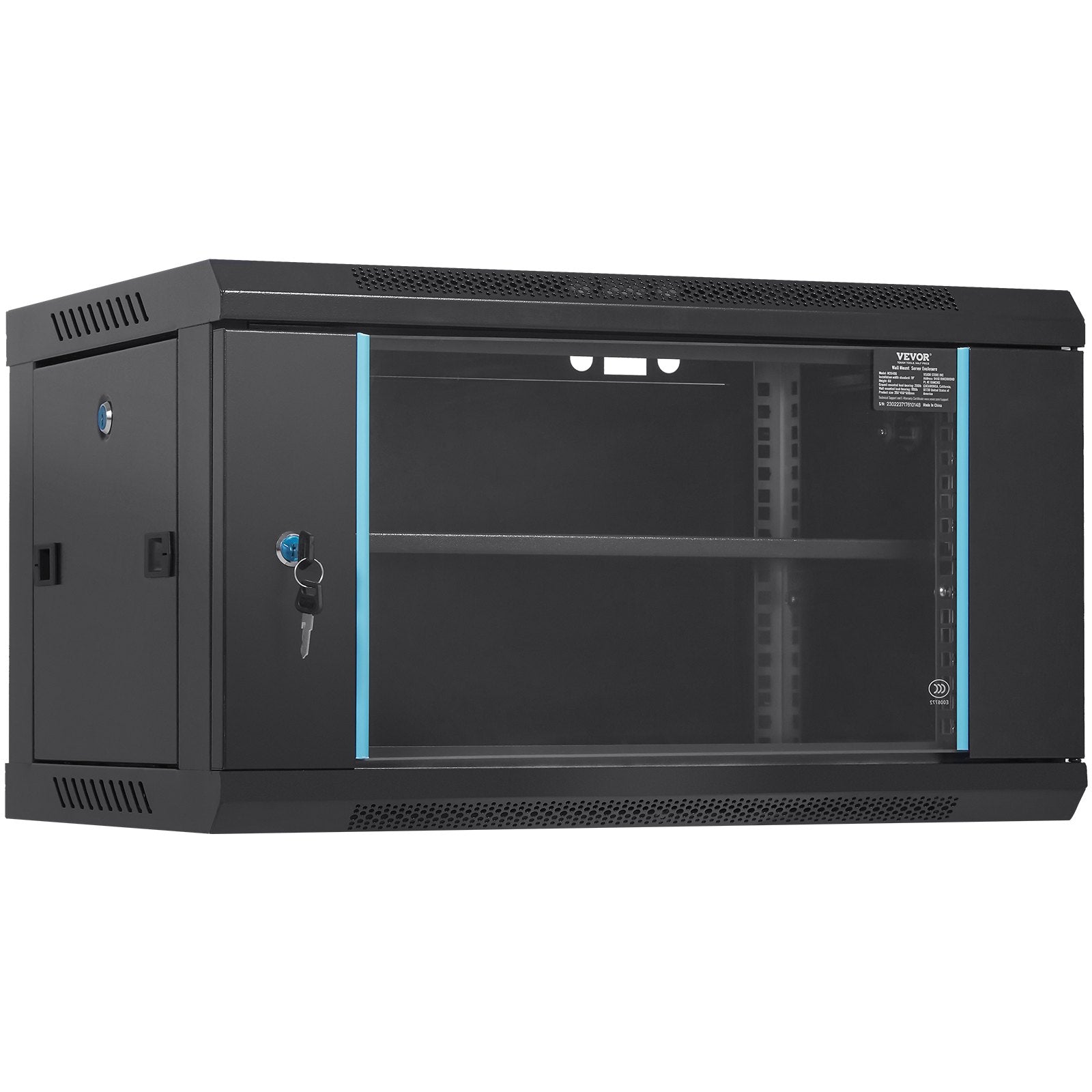 6U Wall Mount Network Server Cabinet, 15.5'' Deep, Server Rack Cabinet Enclosure, 200 lbs Max. Ground-mounted V952-WLJJGHBL6U1556GI7V0