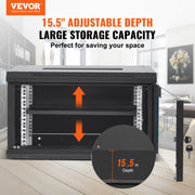 6U Wall Mount Network Server Cabinet, 15.5'' Deep, Server Rack Cabinet Enclosure, 200 lbs Max. Ground-mounted V952-WLJJGHBL6U1556GI7V0
