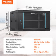 6U Wall Mount Network Server Cabinet, 15.5'' Deep, Server Rack Cabinet Enclosure, 200 lbs Max. Ground-mounted V952-WLJJGHBL6U1556GI7V0