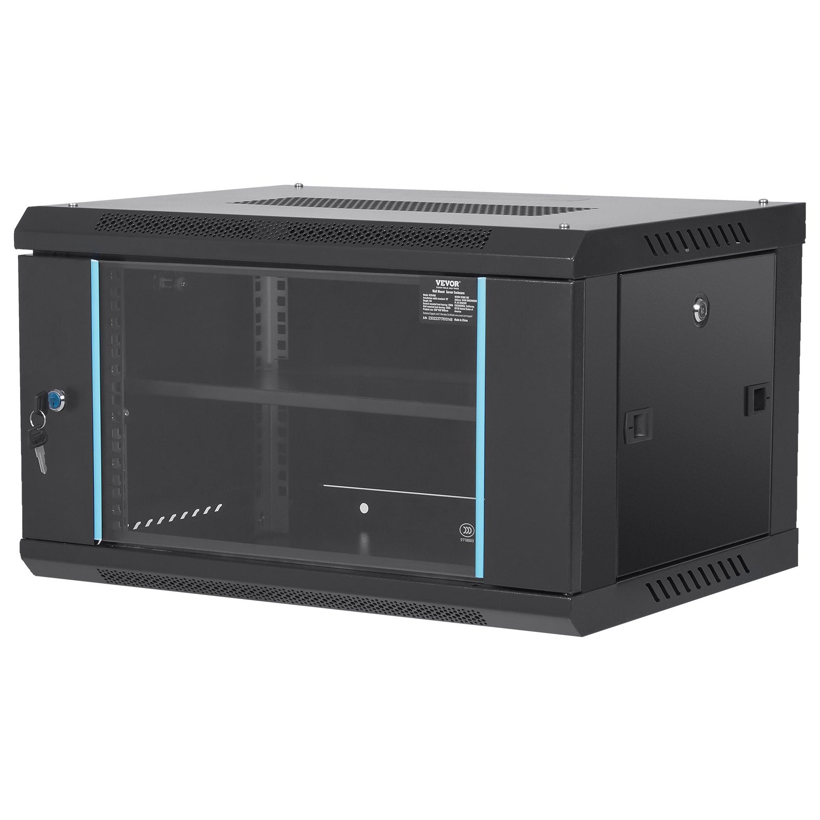 6U Wall Mount Network Server Cabinet, 15.5'' Deep, Server Rack Cabinet Enclosure, 200 lbs Max. Ground-mounted V952-WLJJGHBL6U1556GI7V0