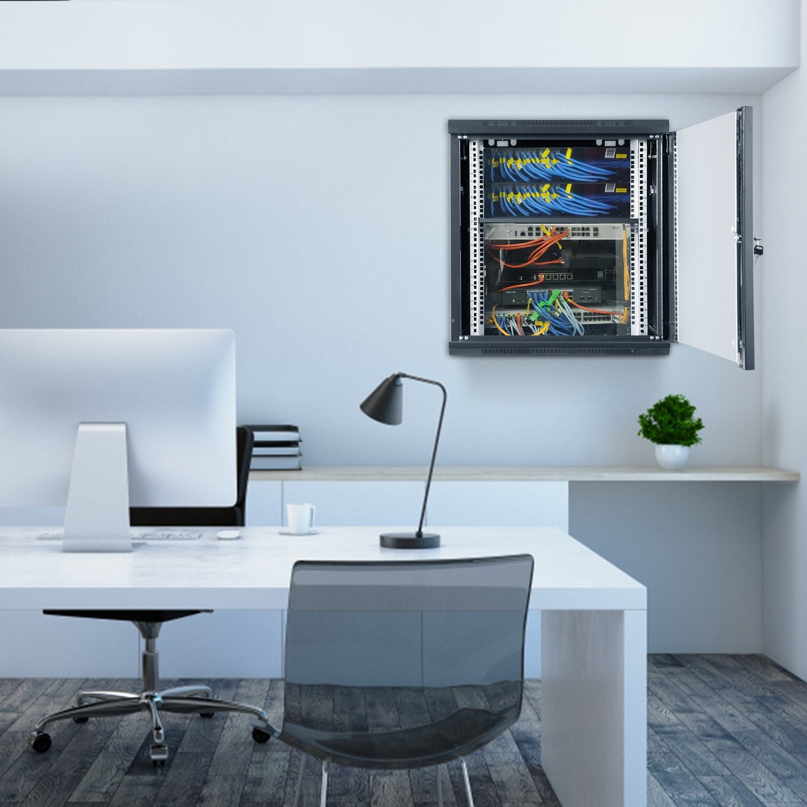 9U Wall Mount Network Server Cabinet, 39.37 cm Deep, Server Rack Cabinet Enclosure, 90.7 kg Max. V952-WLJJGHBL9U1552RC3V0