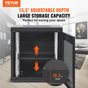 12U Wall Mount Network Server Cabinet, 15.5'' Deep, Server Rack Cabinet Enclosure, 200 lbs Max. V952-WLJJWZB12U155GP35V0