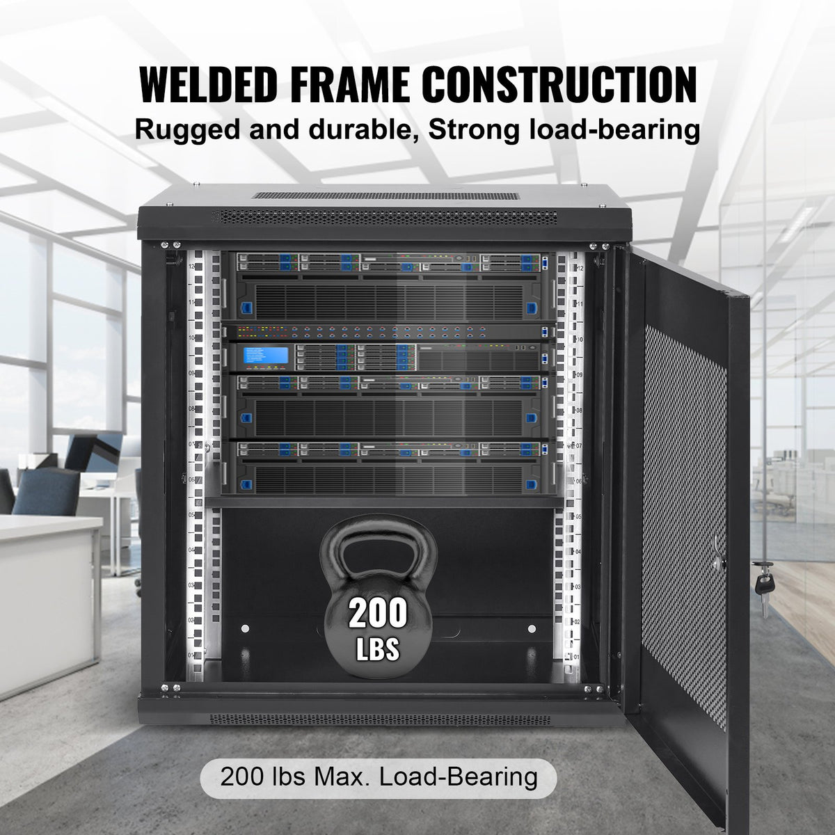 12U Wall Mount Network Server Cabinet, 15.5'' Deep, Server Rack Cabinet Enclosure, 200 lbs Max. V952-WLJJWZB12U155GP35V0