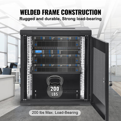 12U Wall Mount Network Server Cabinet, 15.5'' Deep, Server Rack Cabinet Enclosure, 200 lbs Max. V952-WLJJWZB12U155GP35V0