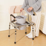 Commode Chair, Bedside Commode with Padded Seat, Drop-Down Arms, 7-Level Adjustable Height, 5.8L Removable V952-WLKBS350BGRZ6CIGBV0