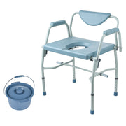 Commode Chair, Bedside Commode with Drop-Down Arms and Detachable Backrest, 5-Level Adjustable Height, 7L V952-WLKBSGYZD1009SMAXV0