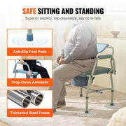 Commode Chair, Bedside Commode with Drop-Down Arms and Detachable Backrest, 5-Level Adjustable Height, 7L V952-WLKBSGYZD1009SMAXV0