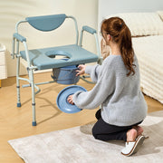 Commode Chair, Bedside Commode with Drop-Down Arms and Detachable Backrest, 5-Level Adjustable Height, 7L V952-WLKBSGYZD1009SMAXV0