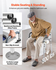 Bedside Commode Chair, 227 kg Capacity, 4-in-1 Portable Toilet and Raised Toilet Seat with Padded Seat & V952-WLKBSLRZD500Y4MTK001V0