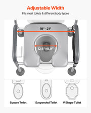 Bedside Commode Chair, 227 kg Capacity, 4-in-1 Portable Toilet and Raised Toilet Seat with Padded Seat & V952-WLKBSLRZD500Y4MTK001V0