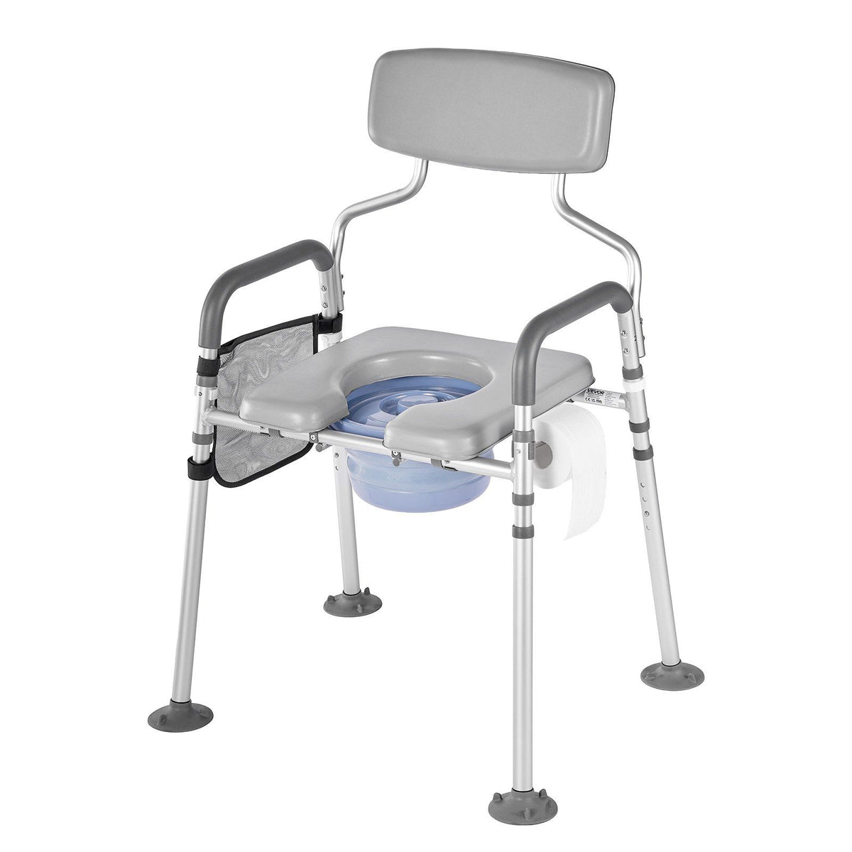 Bedside Commode Chair, 227 kg Capacity, 4-in-1 Portable Toilet and Raised Toilet Seat with Padded Seat & V952-WLKBSLRZD500Y4MTK001V0