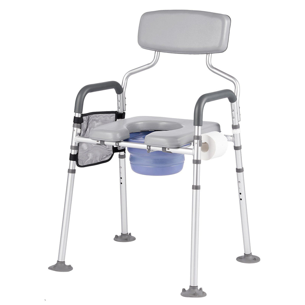 Bedside Commode Chair, 227 kg Capacity, 4-in-1 Portable Toilet and Raised Toilet Seat with Padded Seat & V952-WLKBSLRZD500Y4MTK001V0