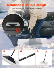 Snow Pusher Shovel, 61 cm Wide Outdoor Snowplow Shovel with Ergonomic Grip, HDPE Plastic Blade, Winter V952-WLKSL2025INC5GA89001V0