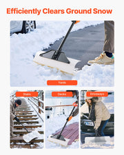 Snow Pusher Shovel, 61 cm Wide Outdoor Snowplow Shovel with Ergonomic Grip, HDPE Plastic Blade, Winter V952-WLKSL2025INC5GA89001V0