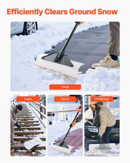 Snow Pusher Shovel, 61 cm Wide Outdoor Snowplow Shovel with Ergonomic Grip, HDPE Plastic Blade, Winter V952-WLKSL2025INC5GA89001V0
