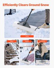 Snow Pusher Shovel, 76.2 cm Outdoor Snowplow Shovel with Ergonomic Grip, HDPE Plastic Blade, Winter Shovels V952-WLKSL3035INC7ZY9Y001V0