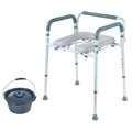 Commode Chair, Bedside Commode with Padded Seat and Arms, 7-Level Adjustable Height, 5.8L Removable Bucket, V952-WLLGS350BLRZ8J6E0V0