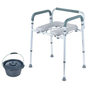 Commode Chair, Bedside Commode with Padded Seat and Arms, 7-Level Adjustable Height, 5.8L Removable Bucket, V952-WLLGS350BLRZ8J6E0V0