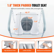 Commode Chair, Bedside Commode with Padded Seat and Arms, 7-Level Adjustable Height, 5.8L Removable Bucket, V952-WLLGS350BLRZ8J6E0V0