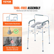 Commode Chair, Bedside Commode with Padded Seat and Arms, 7-Level Adjustable Height, 5.8L Removable Bucket, V952-WLLGS350BLRZ8J6E0V0