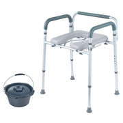 Commode Chair, Bedside Commode with Padded Seat and Arms, 7-Level Adjustable Height, 5.8L Removable Bucket, V952-WLLGS350BLRZ8J6E0V0