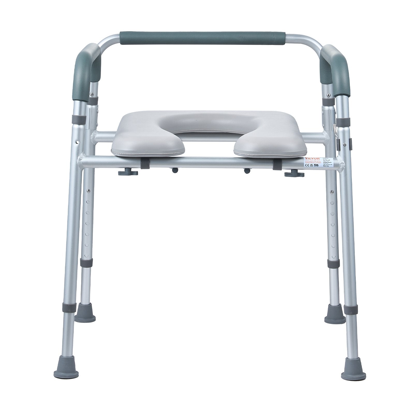 Commode Chair, Bedside Commode with Padded Seat and Arms, 7-Level Adjustable Height, 5.8L Removable Bucket, V952-WLLGS350BLRZ8J6E0V0