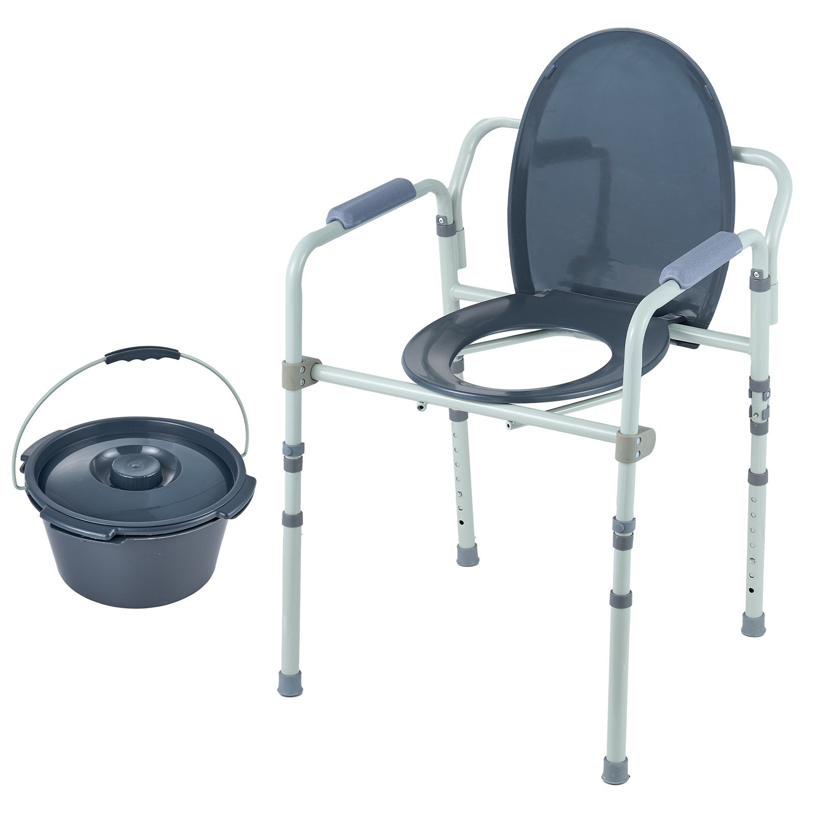 Commode Chair, Bedside Commode with Wider Toilet Seat, 7-Level Adjustable Height, 5.8L Removable Bucket, Easy V952-WLLGSGMTZQSZUX19CV0