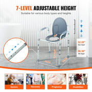 Commode Chair, Bedside Commode with Wider Toilet Seat, 7-Level Adjustable Height, 5.8L Removable Bucket, Easy V952-WLLGSGMTZQSZUX19CV0