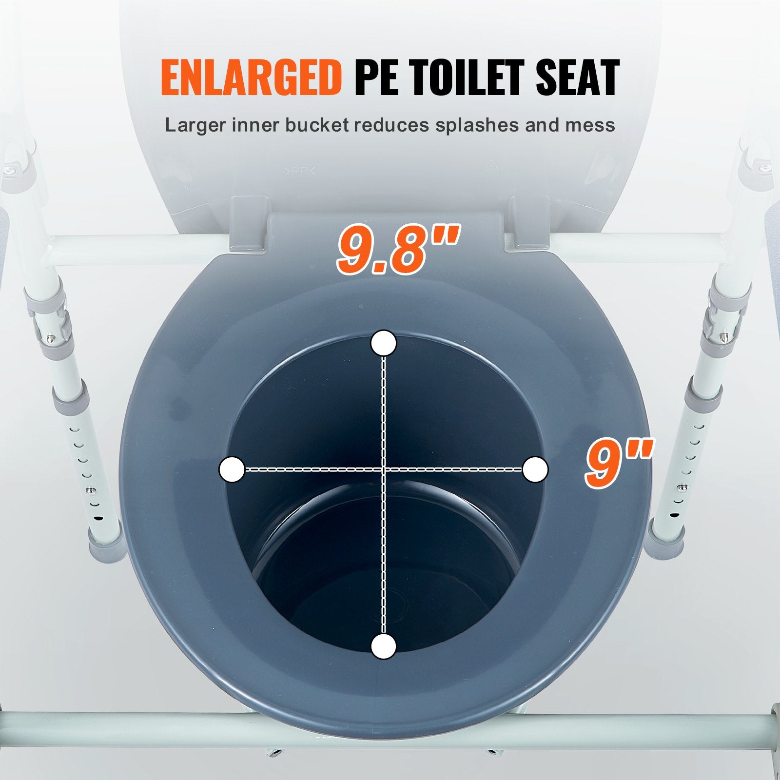 Commode Chair, Bedside Commode with Wider Toilet Seat, 7-Level Adjustable Height, 5.8L Removable Bucket, Easy V952-WLLGSGMTZQSZUX19CV0