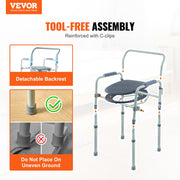 Commode Chair, Bedside Commode with Wider Toilet Seat, 7-Level Adjustable Height, 5.8L Removable Bucket, Easy V952-WLLGSGMTZQSZUX19CV0