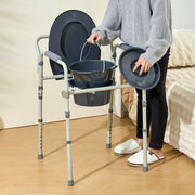 Commode Chair, Bedside Commode with Wider Toilet Seat, 7-Level Adjustable Height, 5.8L Removable Bucket, Easy V952-WLLGSGMTZQSZUX19CV0