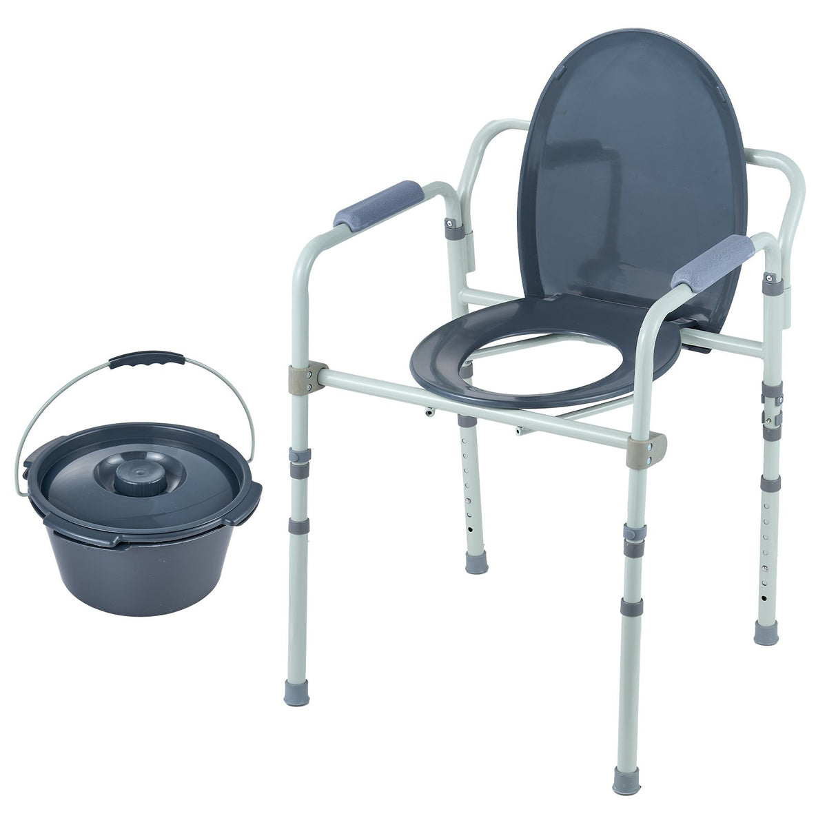 Commode Chair, Bedside Commode with Wider Toilet Seat, 7-Level Adjustable Height, 5.8L Removable Bucket, Easy V952-WLLGSGMTZQSZUX19CV0