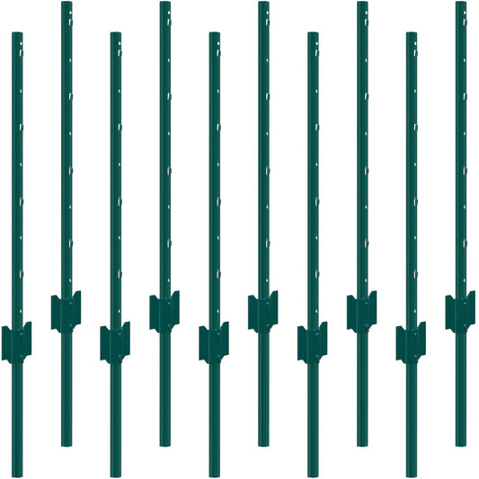 3 Feet Fence Post, 10 Pack U-Channel Heavy Duty Metal Fence Posts, Sturdy Steel Fence Stakes for Garden Yard, V952-WLLZJSK3YC10X2TT5V0