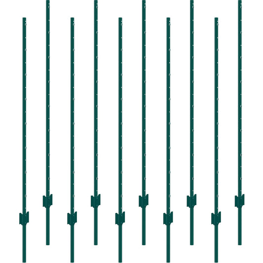 5 Feet Fence Post 10 Pack T-Post Heavy Duty Metal Fence Posts Green V952-WLLZJSK5YC10LFG33V0