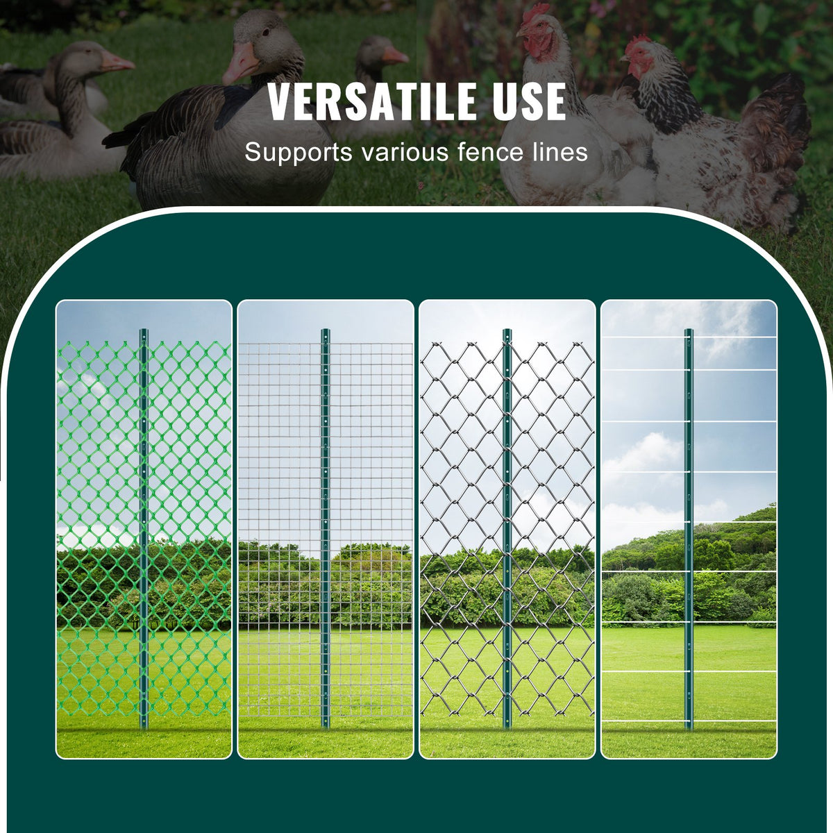 5 Feet Fence Post 10 Pack T-Post Heavy Duty Metal Fence Posts Green V952-WLLZJSK5YC10LFG33V0