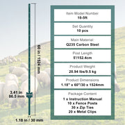 5 Feet Fence Post 10 Pack T-Post Heavy Duty Metal Fence Posts Green V952-WLLZJSK5YC10LFG33V0