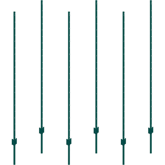 6 Feet Fence Post 6 Pack T-Post Heavy Duty Metal Fence Posts Green V952-WLLZJSK6JZ6Y7M4FOV0
