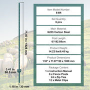 6 Feet Fence Post 6 Pack T-Post Heavy Duty Metal Fence Posts Green V952-WLLZJSK6JZ6Y7M4FOV0